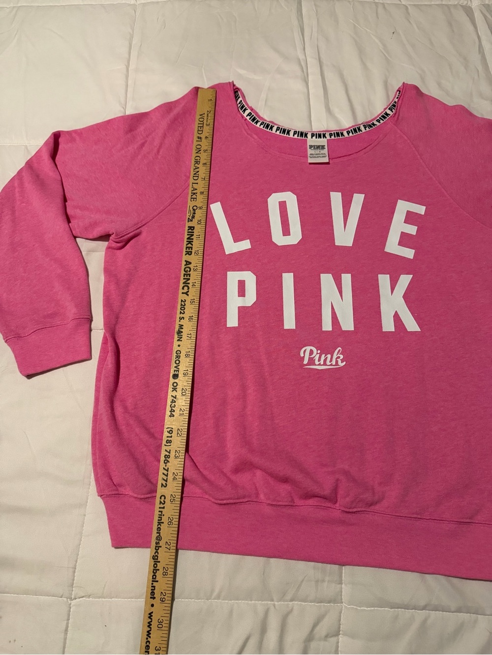 Victoria's Secret PINK Bright Pink "LOVE PINK" Pullover Sweatshirt - Picture 5 of 6
